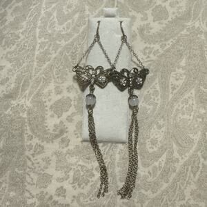 Butterfly Pewter dangle earrings-gold Tone